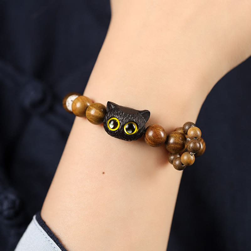 Bracelet apaisant pour chat en bois de santal vert et Buddha Stones - image 3
