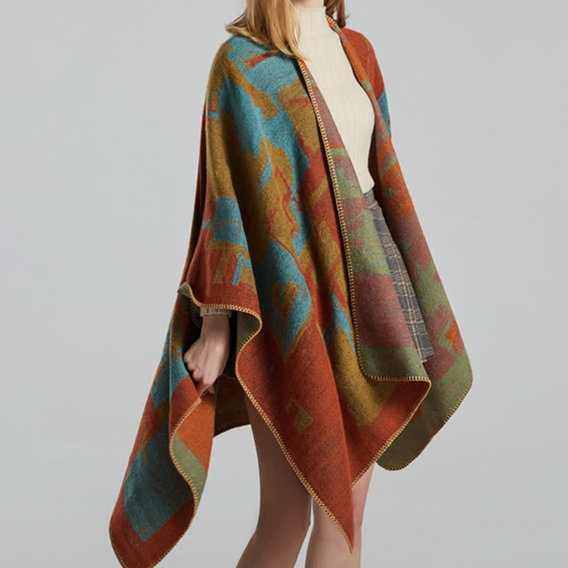 Écharpe châle orange tibétain chaud - image 8