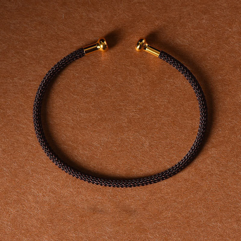 Bracelet manchette tressé fait main avec Buddha Stones au design simple - Brun - image 17