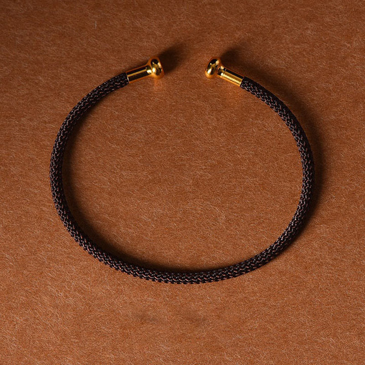 Bracelet manchette tressé fait main avec Buddha Stones au design simple - Brun - image 17