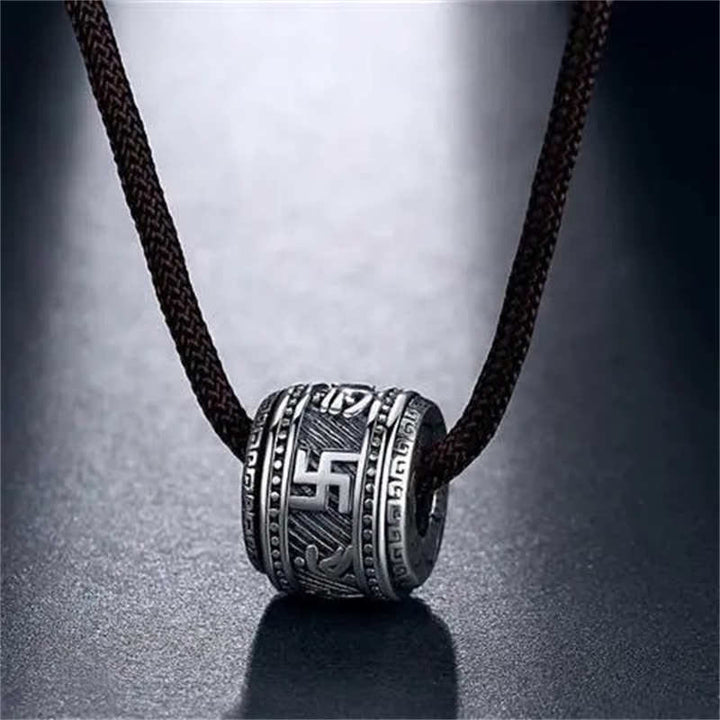 Collier pendentif de protection Om Mani Padme Hum en Buddha Stones du Tibet - Argent - Corde à ficelle - image 5