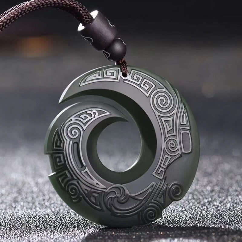 Collier pendentif porte-bonheur en jade cyan Hetian avec boucle de paix et Buddha Stones pour améliorer la chance - Jade Cyan (Succès ♥ Guérison) - image 0