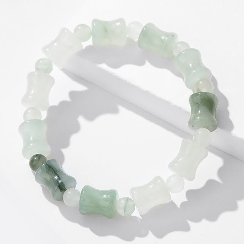 Bracelet porte-bonheur en jade et coquille de noix de coco Buddha Stones et motif bambou