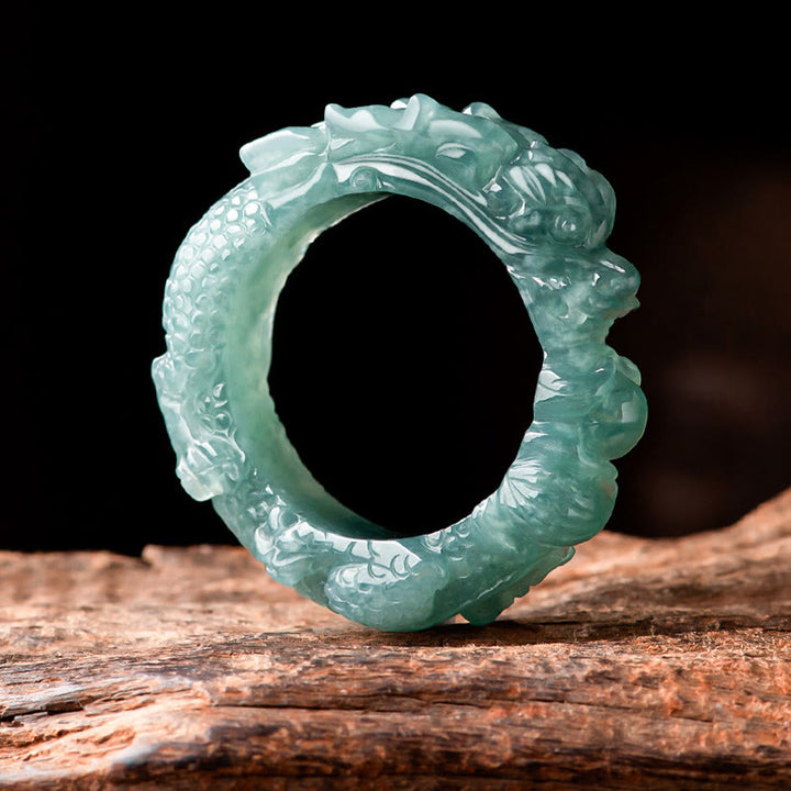 Bague de réussite en jade naturel avec dragon et Buddha Stones - image 8