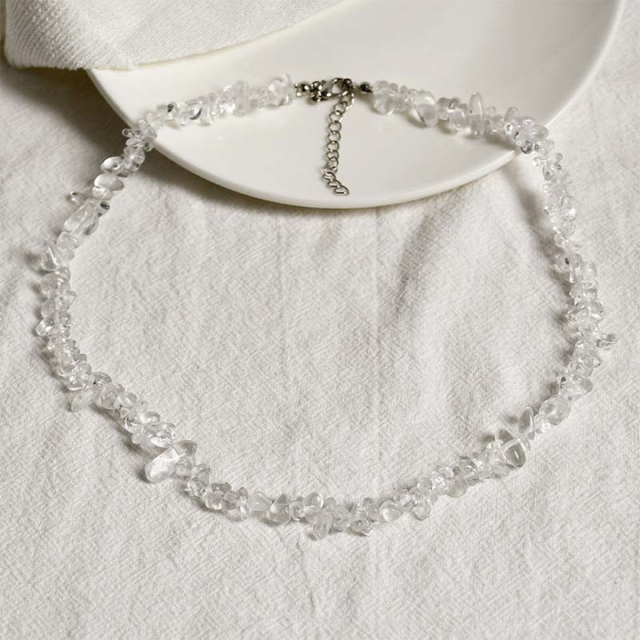 Collier porte-bonheur en pierre de cristal naturelle Buddha Stones - Cristal blanc - image 6