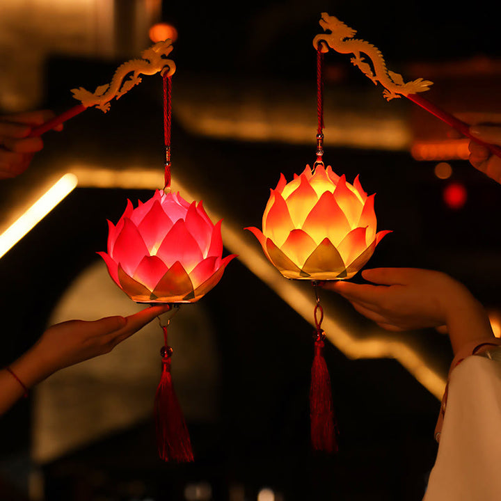 Lampe à pompon en forme de lanterne en forme de Buddha Stones et de fleur de lotus à faire soi-même