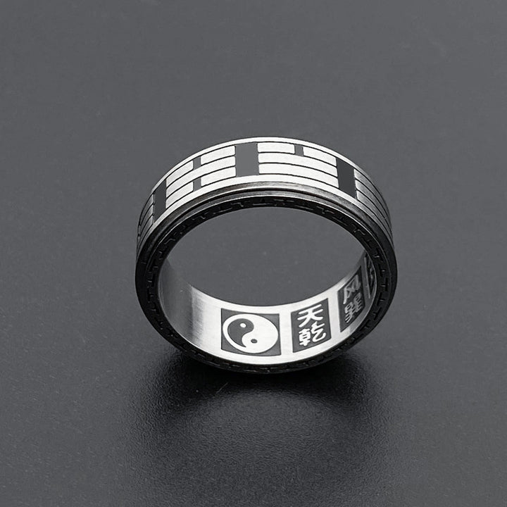 Buddha Stones Bagua Yin Yang titane acier Balance anneau rotatif