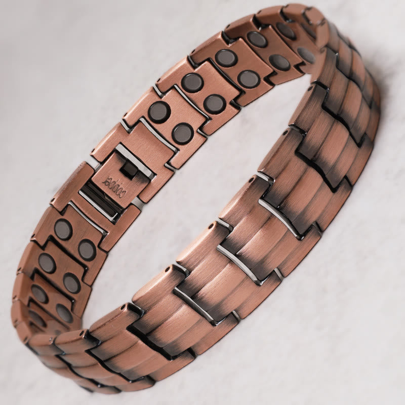 Bracelet manchette magnétique vintage en cuivre massif - image 0