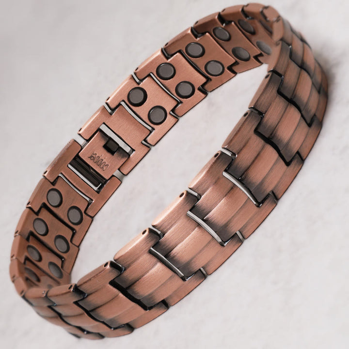 Bracelet manchette magnétique vintage en cuivre massif