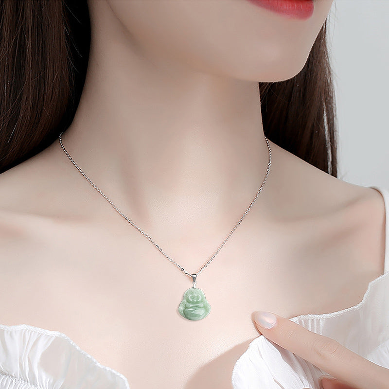Buddha Stones pendentif en argent sterling 925 et jade Bouddha rieur - image 3