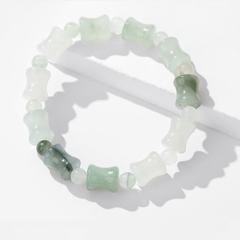 Bracelet porte-bonheur en jade et coquille de noix de coco Buddha Stones et motif bambou