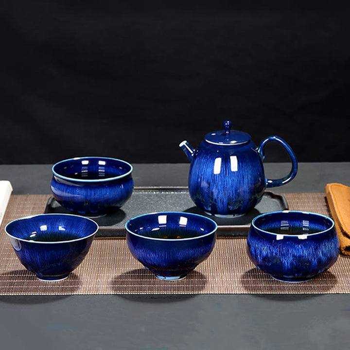 Tasse à thé en céramique avec changement de glaçure au four chinois Jianzhan, Buddha Stones , tasse à thé Tenmoku Kung Fu