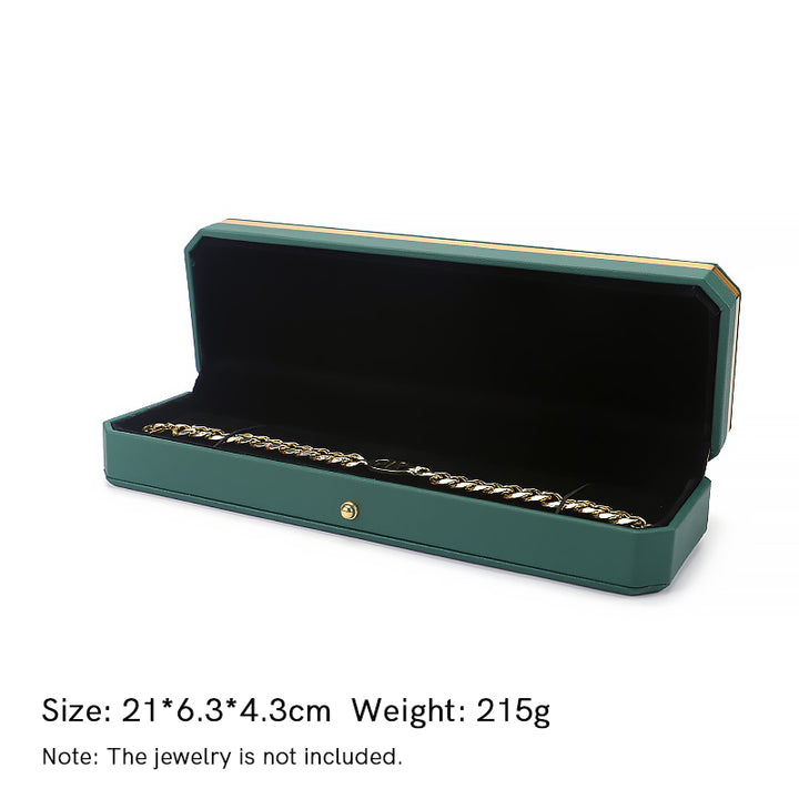 Coffret de rangement pour bijoux Coffret cadeau en cuir PU - Vert foncé - Boîte à chaîne (21*6,3*4,3 cm) - image 12