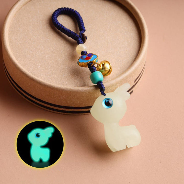 Porte-clés lumineux en forme de cerf porte-bonheur en Buddha Stones, mini et mignon, décoration à suspendre pour téléphone et voiture