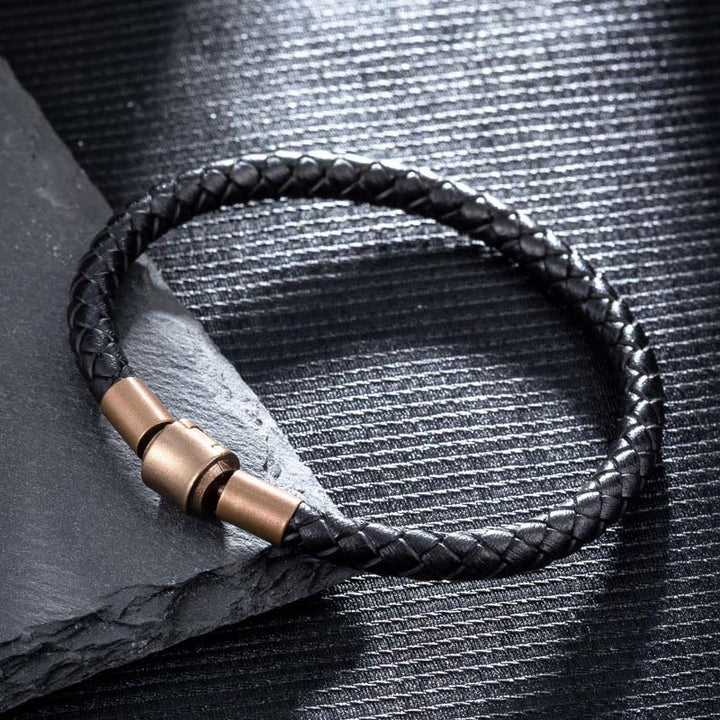 Bracelet tressé en cuir vintage Buddha Stones