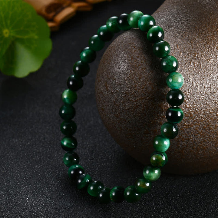 Bracelet de force en œil de tigre vert naturel Buddha Stones