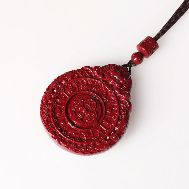 Collier pendentif en Buddha Stones avec pendentif en cinabre naturel et amulette Bagua pour éloigner les mauvais esprits - image 4