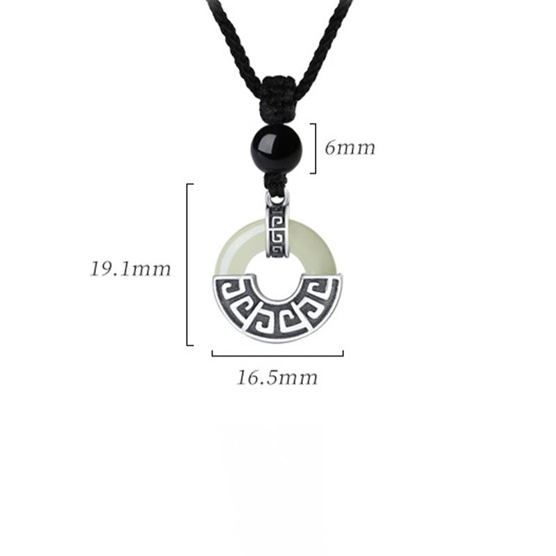 Collier Buddha Stones Argent Sterling 925 Jade Hetian Naturel Boucle de Paix Prospérité Pendentif