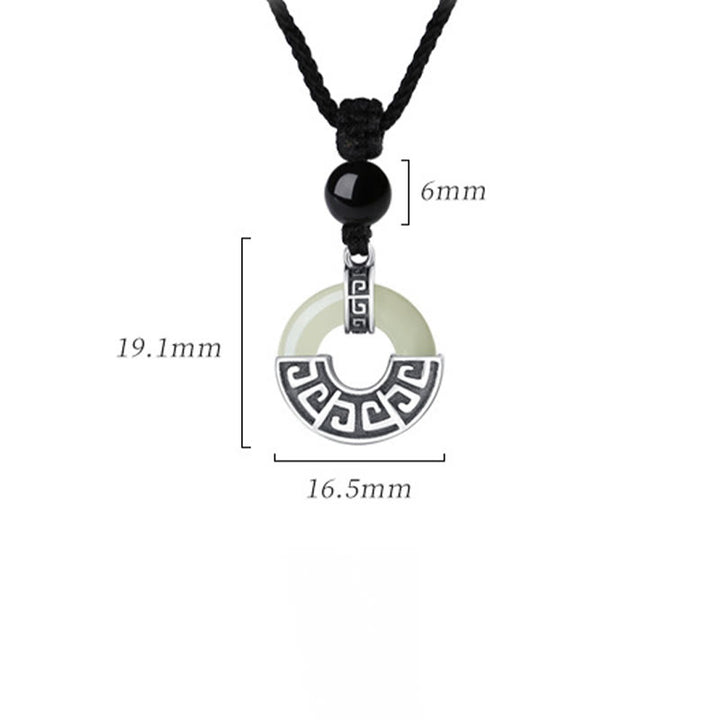 Collier Buddha Stones Argent Sterling 925 Jade Hetian Naturel Boucle de Paix Prospérité Pendentif