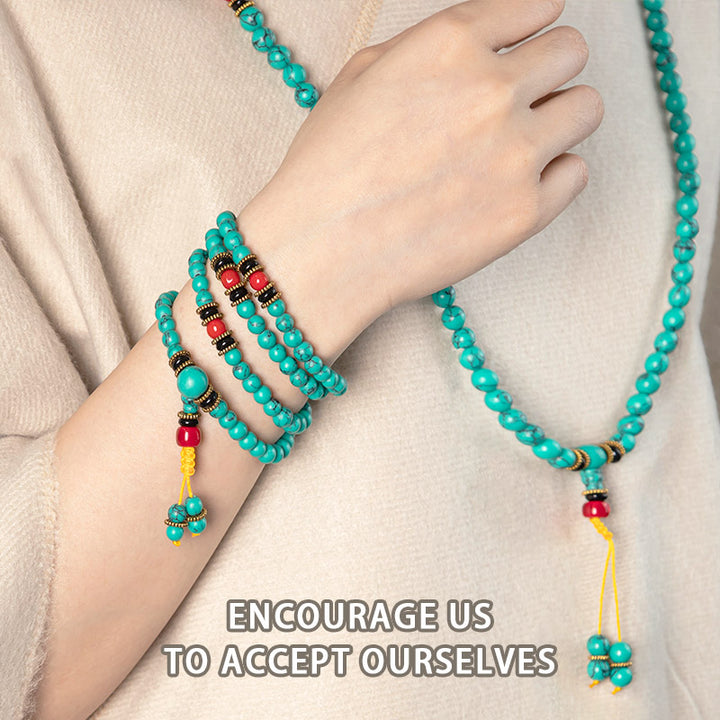 Bracelet Mala de guérison Buddha Stones de Bouddha turquoise