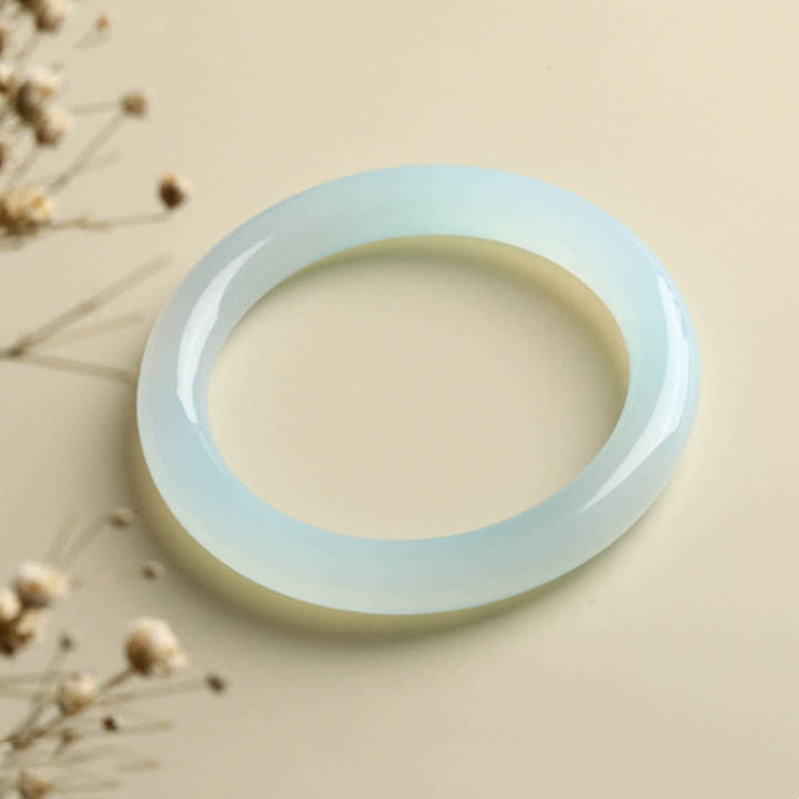 Bracelet jonc de sérénité en aigue-marine naturelle