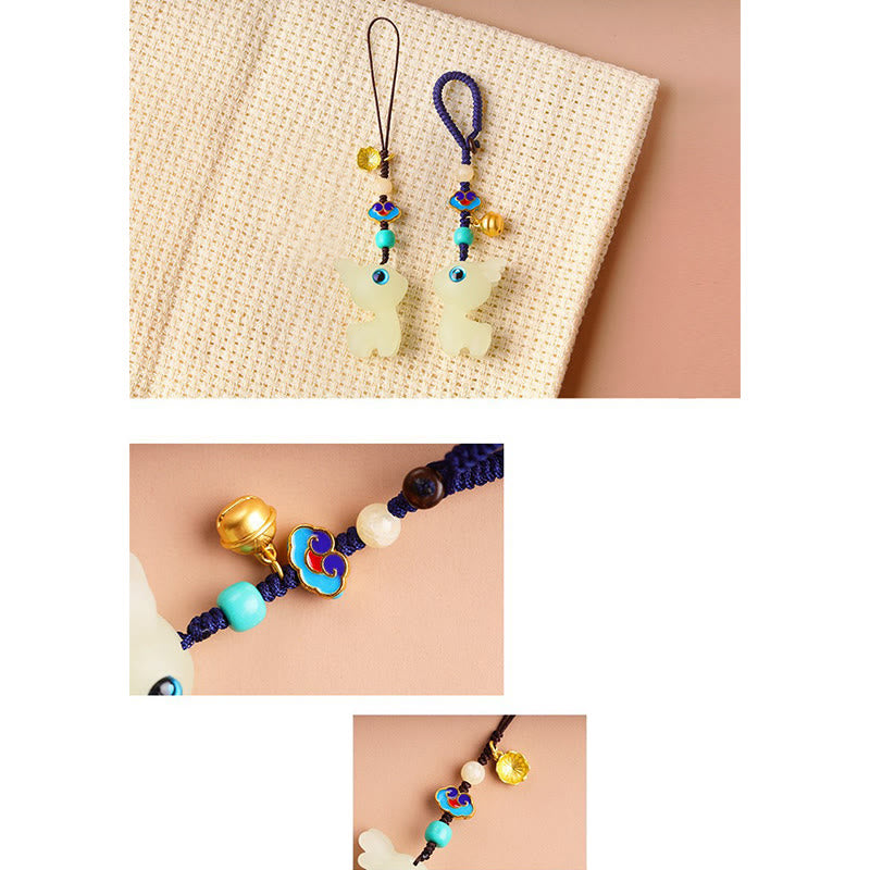 Porte-clés lumineux en forme de cerf porte-bonheur en Buddha Stones, mini et mignon, décoration à suspendre pour téléphone et voiture