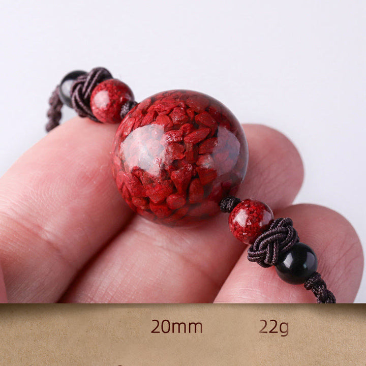 Collier pendentif de bénédiction en perles de pierres de cinabre naturelles de Buddha Stones