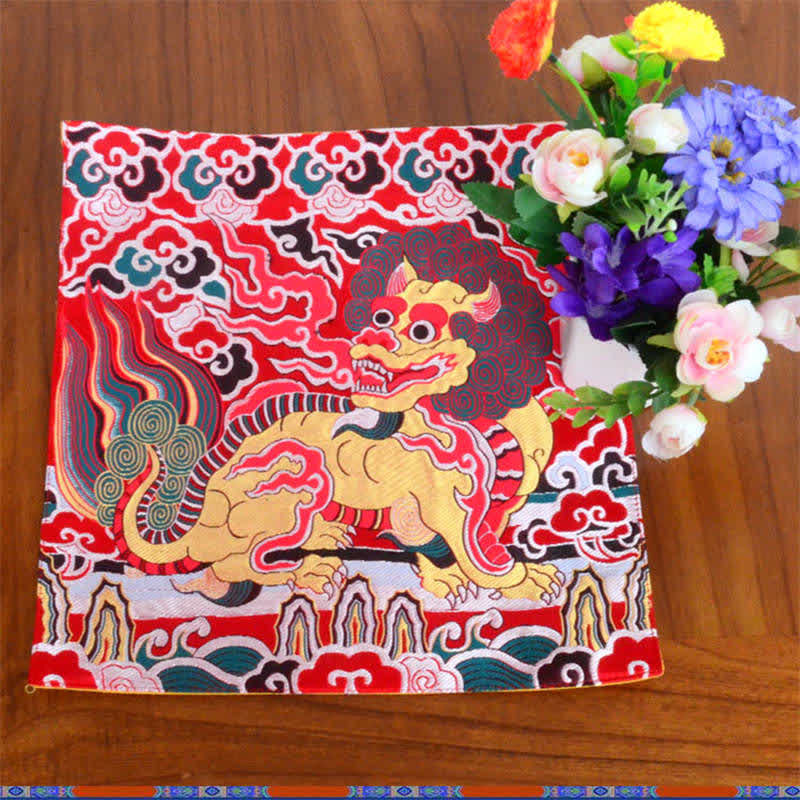 Tapis d'autel de prière Fengshui Kirin Tapis de méditation de guérison Symbole de bon augure