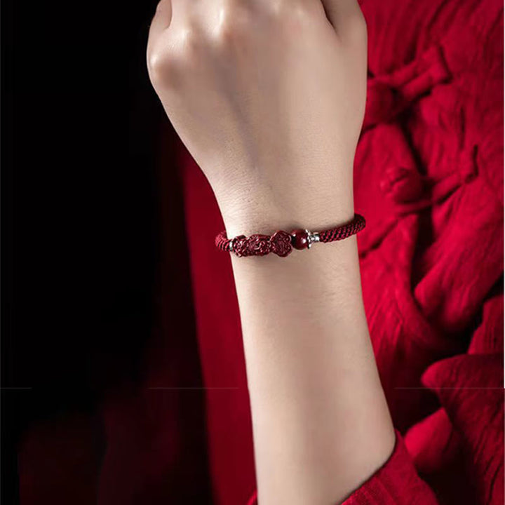 Bracelet tressé PiXiu Cinabre Fait Main par Buddha Stones