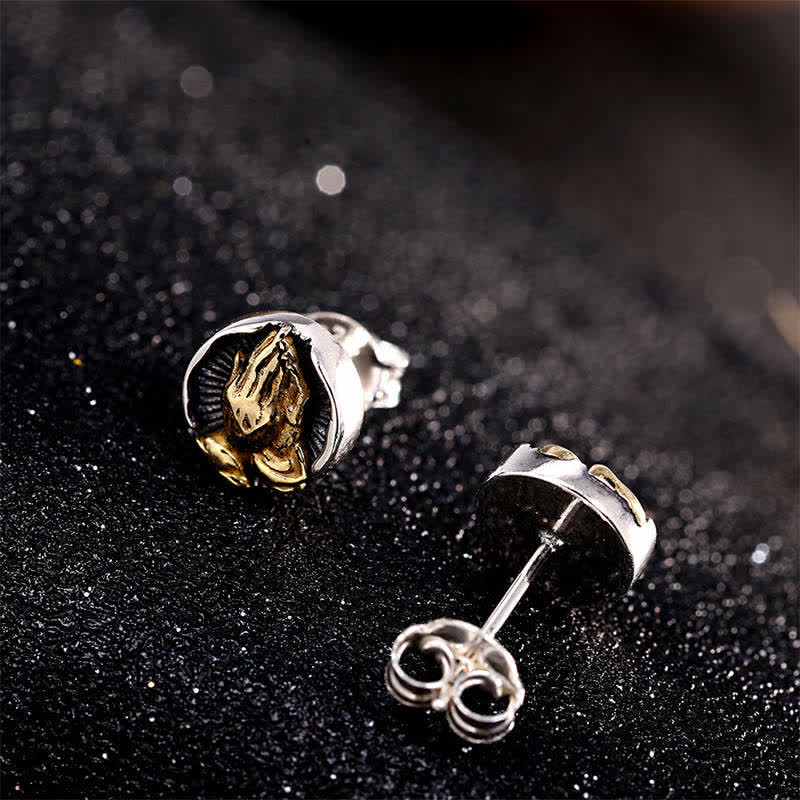 Boucles d'oreilles à tige Namaste Equality en argent sterling 925 Buddha Stones - image 1