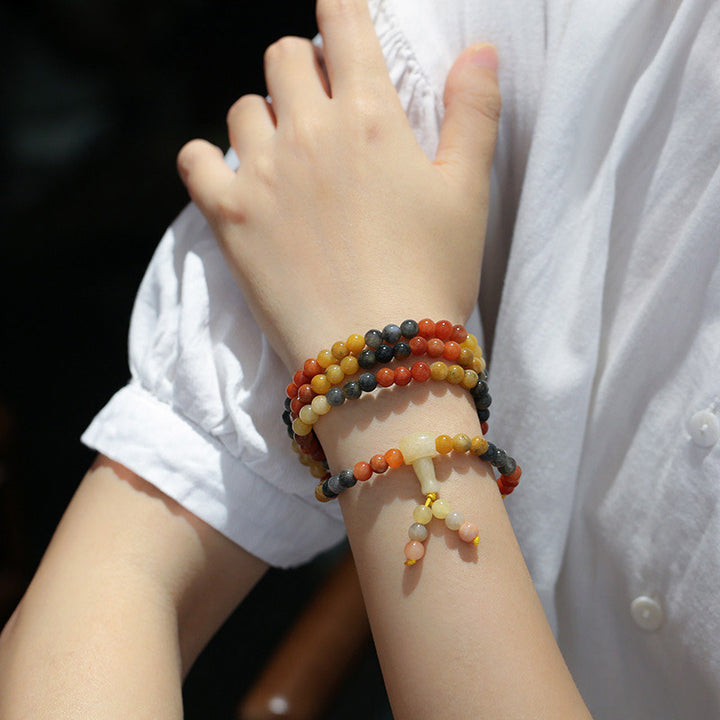 Bracelet Mala de protection en agate rouge naturelle de 108 Buddha Stones