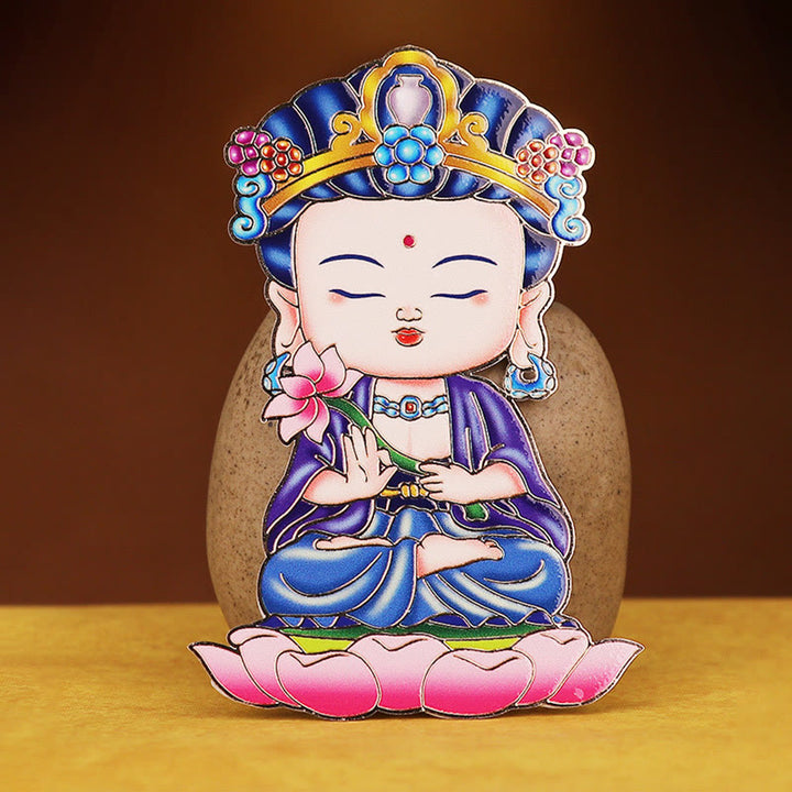 Buddha Stones Zodiaque chinois Bouddha natal Bénédiction Richesse Fortune Autocollant de téléphone pour réfrigérateur