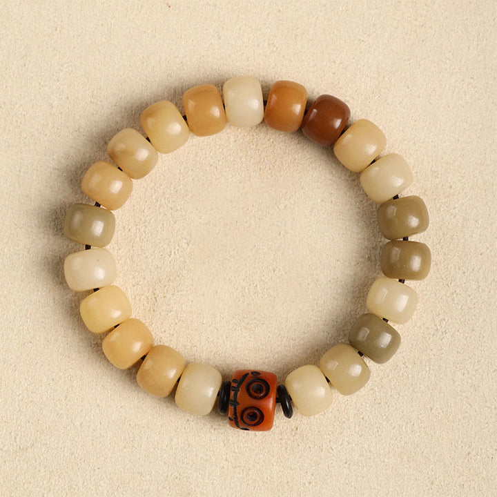Buddha Stones Graine de Bodhi Naturelle Le Seigneur de la Forêt des Cadavres Bracelet de Sagesse Om Mani Padme Hum