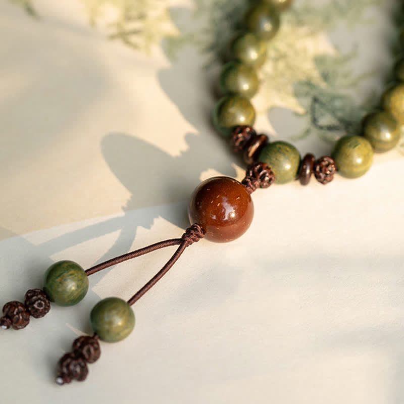 Bracelet de paix positive en bois de santal vert