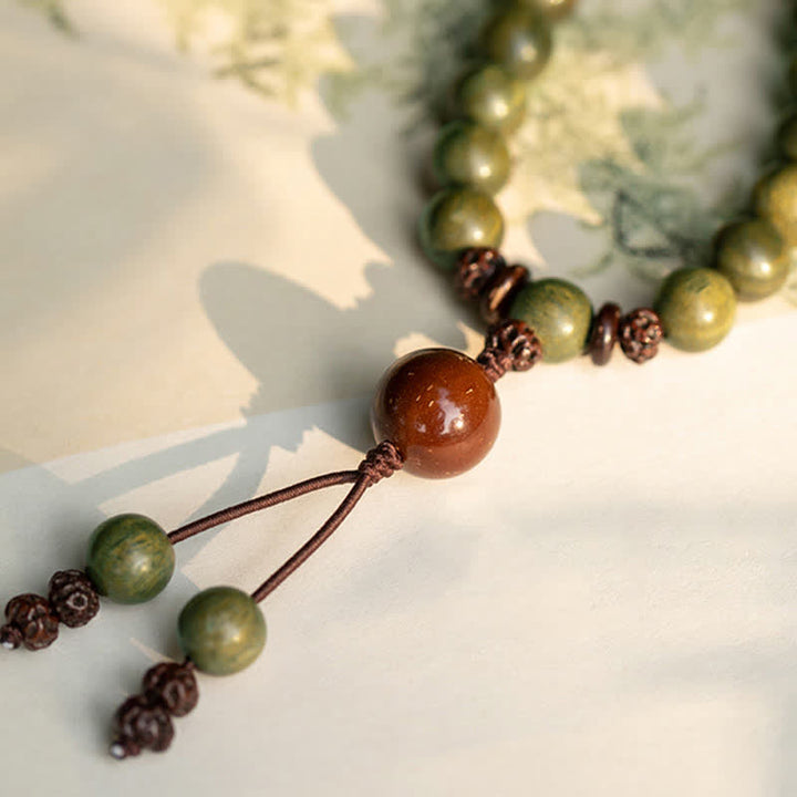 Bracelet de paix positive en bois de santal vert