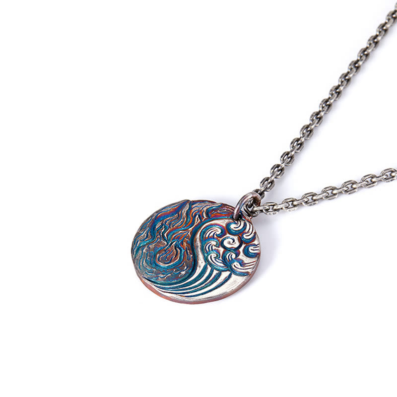 Collier pendentif équilibre Yin Yang eau et feu en argent sterling 990 avec Buddha Stones - image 7