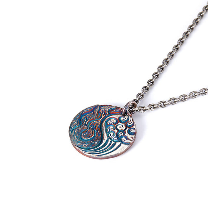 Collier pendentif équilibre Yin Yang eau et feu en argent sterling 990 avec Buddha Stones - image 7