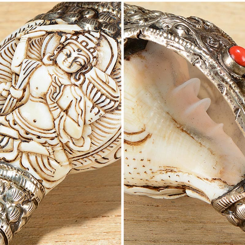 Coquillage de Bouddha Shankha gravé à la main tibétain, décoration positive de richesse - image 8