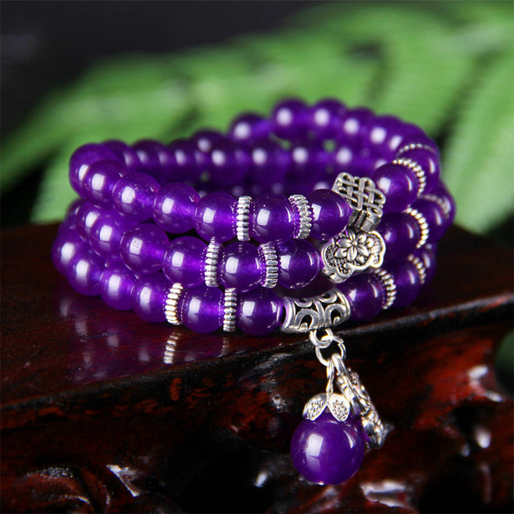 Buddha Stones Le bracelet de richesse Pixiu en améthyste
