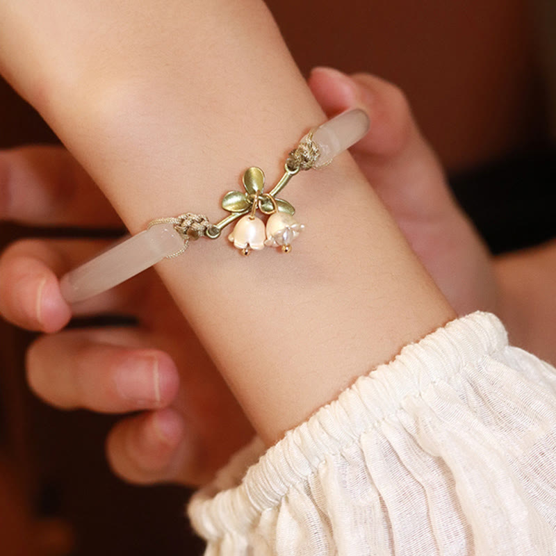 Bracelet jonc de force et de bonheur avec fleur de muguet