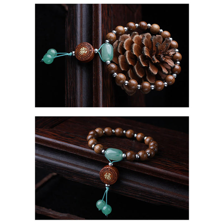 Bracelet de protection du bonheur en bois d'Abelia Biflora