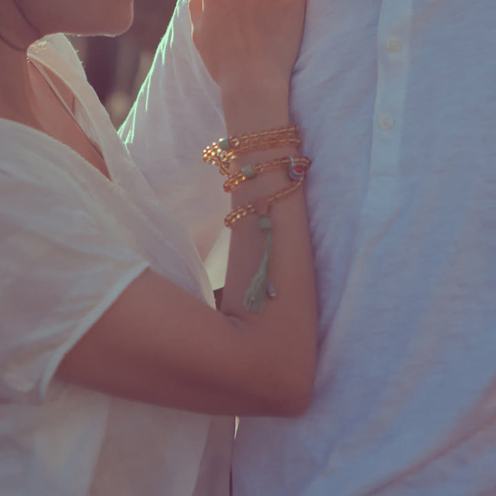 Bracelet Mala 108 Buddha Stones, citrine, bois de santal, turquoise, protection et prospérité - image 8