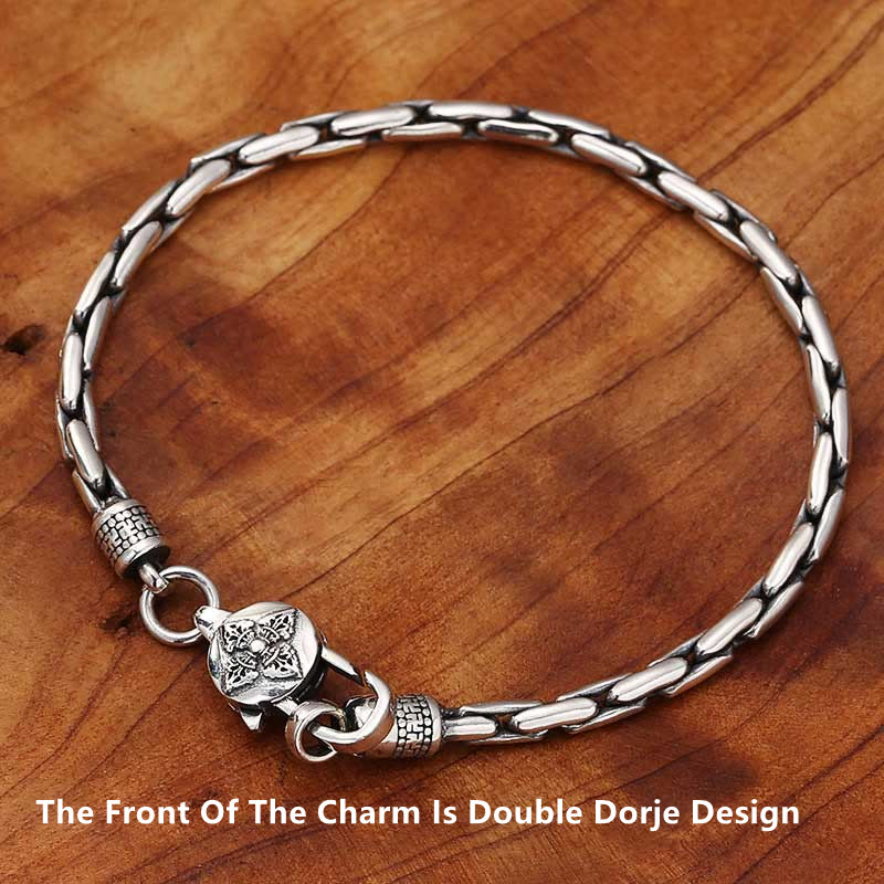 Buddha Stones tibétaines Double Dorje Om Mani Padme Hum bouddha croix gammée Vajra Bracelet de force