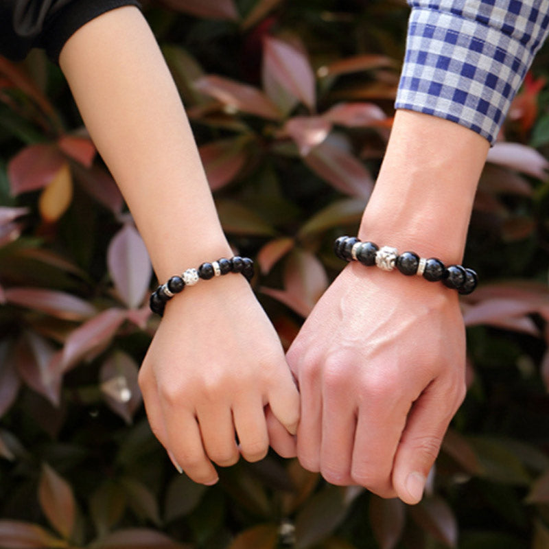 Bracelet Feng Shui en obsidienne arc-en-ciel naturelle PiXiu