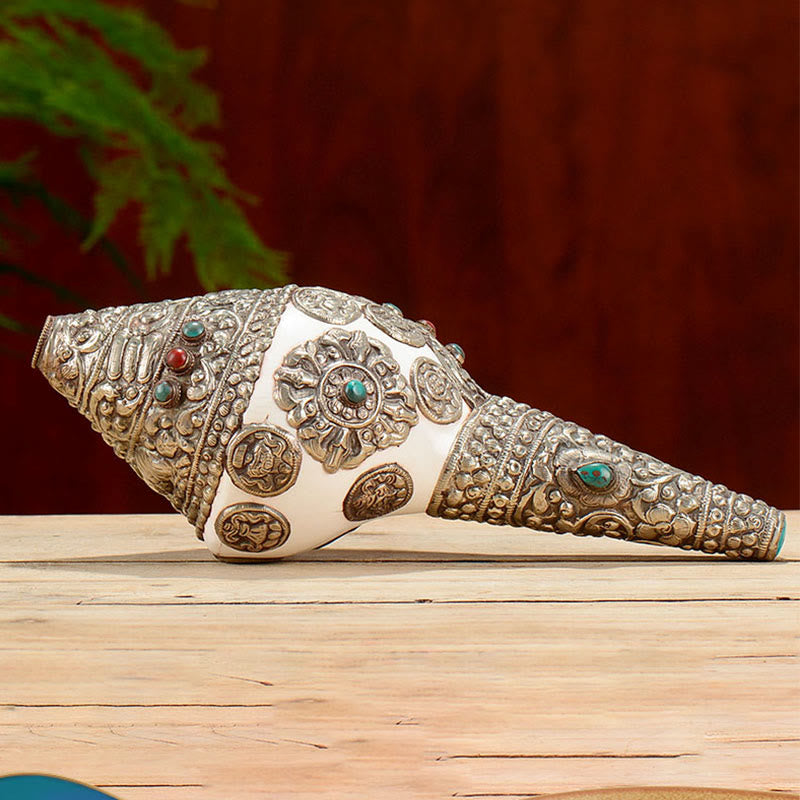 Coquillage de conque tibétain naturel Shankha, décoration porte-bonheur pour la maison - image 9