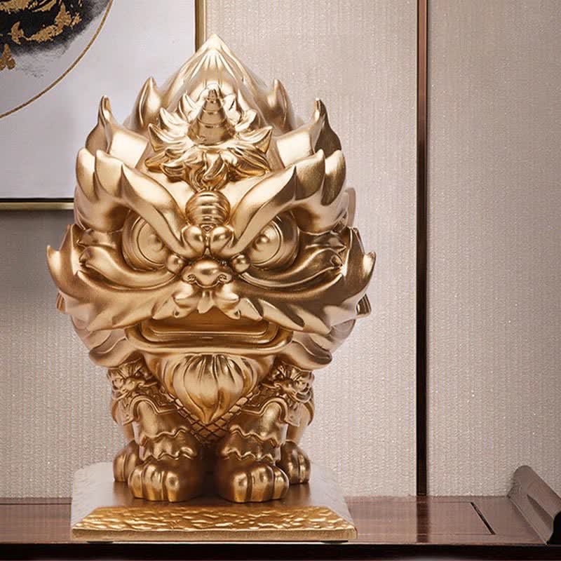 Statue de lion en Buddha Stones en résine résistante pour décoration de maison ou de bureau