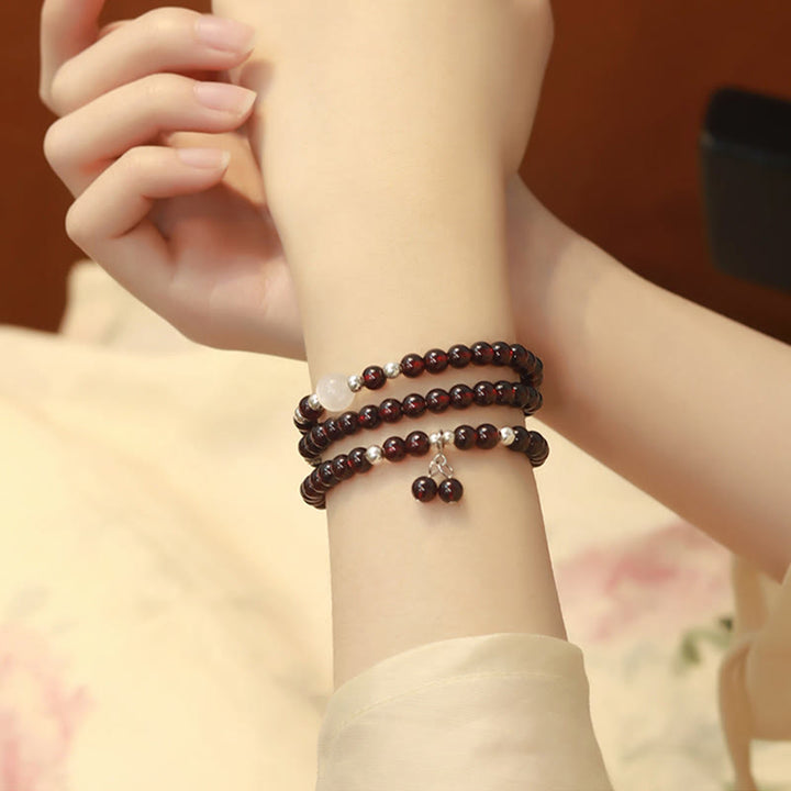 Bracelet triple tour en argent sterling 925 avec protection œil de chat et grenat naturel Buddha Stones - image 8