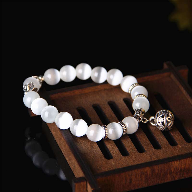 Bracelet porte-bonheur tibétain œil de chat Buddha Stones