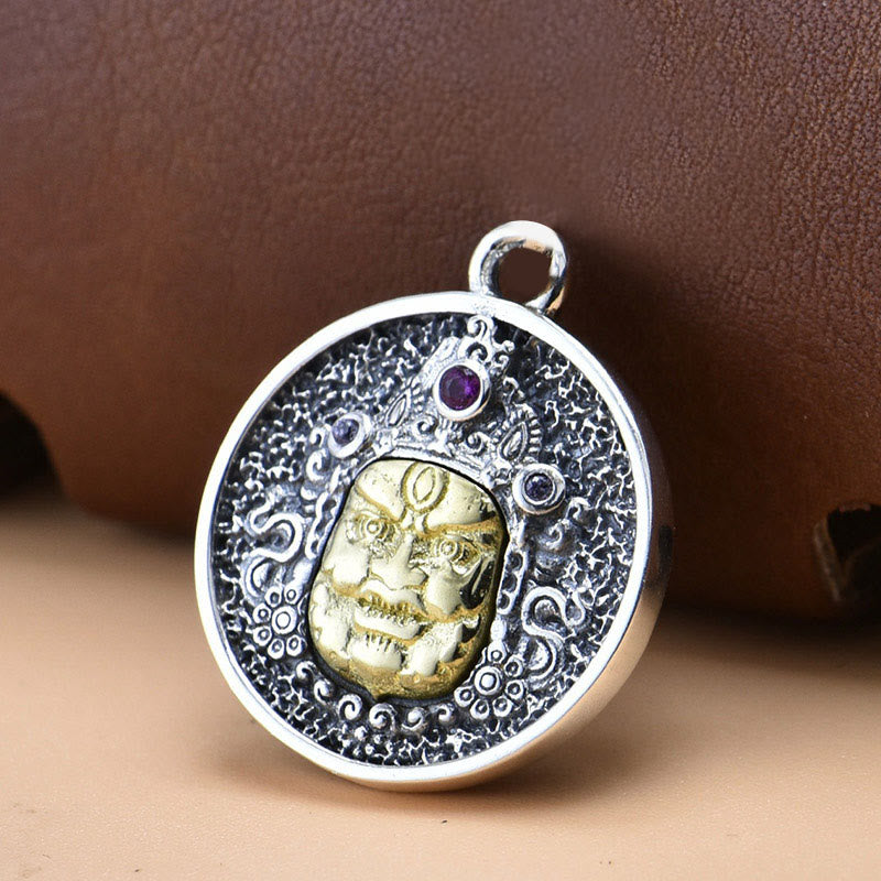 Collier pendentif spirituel Dorje Vajra en argent sterling 925 avec Buddha Stones Zakiram Déesse de la richesse - Pendentif seul (19*23 mm) - image 1