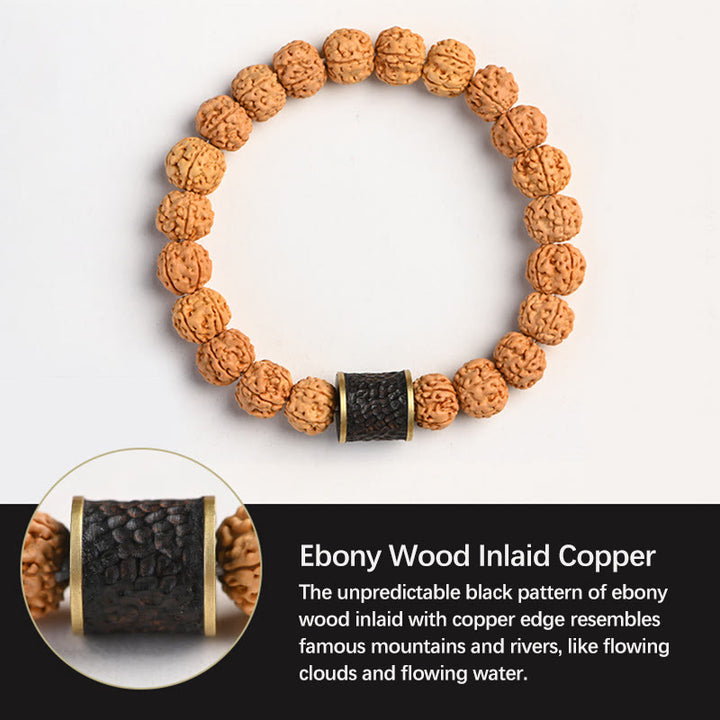 Bracelet de richesse et de bon augure en Buddha Stones tibétaines Rudraksha Bodhi Seed